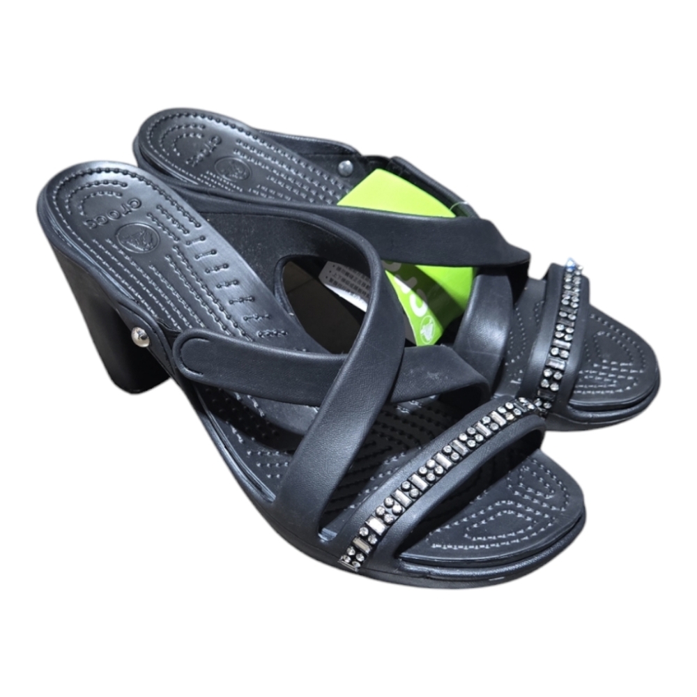 Crocs Cyprus IV Rhinestone Heels Size 11 US Black NEW